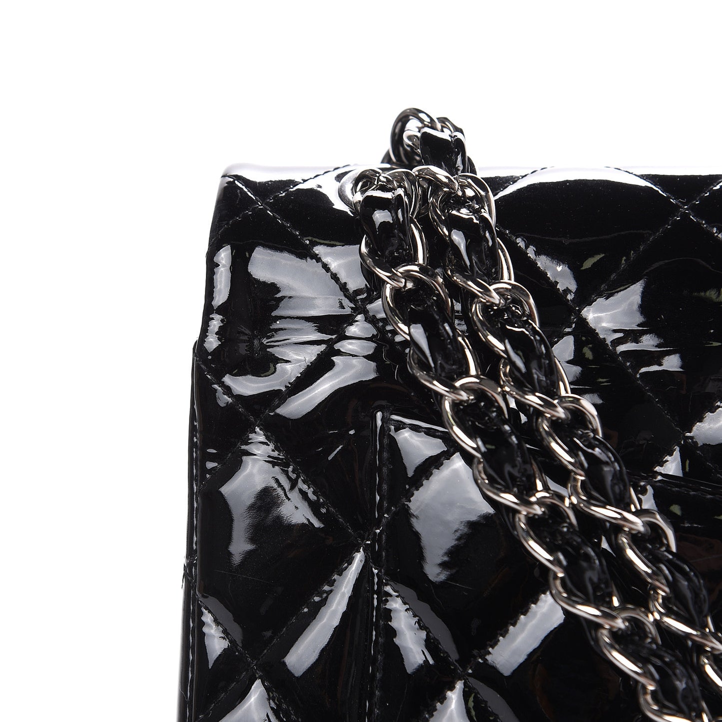 Patent Quilted Jumbo Double Flap Black