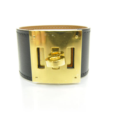 Hermes Chamonix Leather Kelly Dog Bracelet Black Small 3 of 6