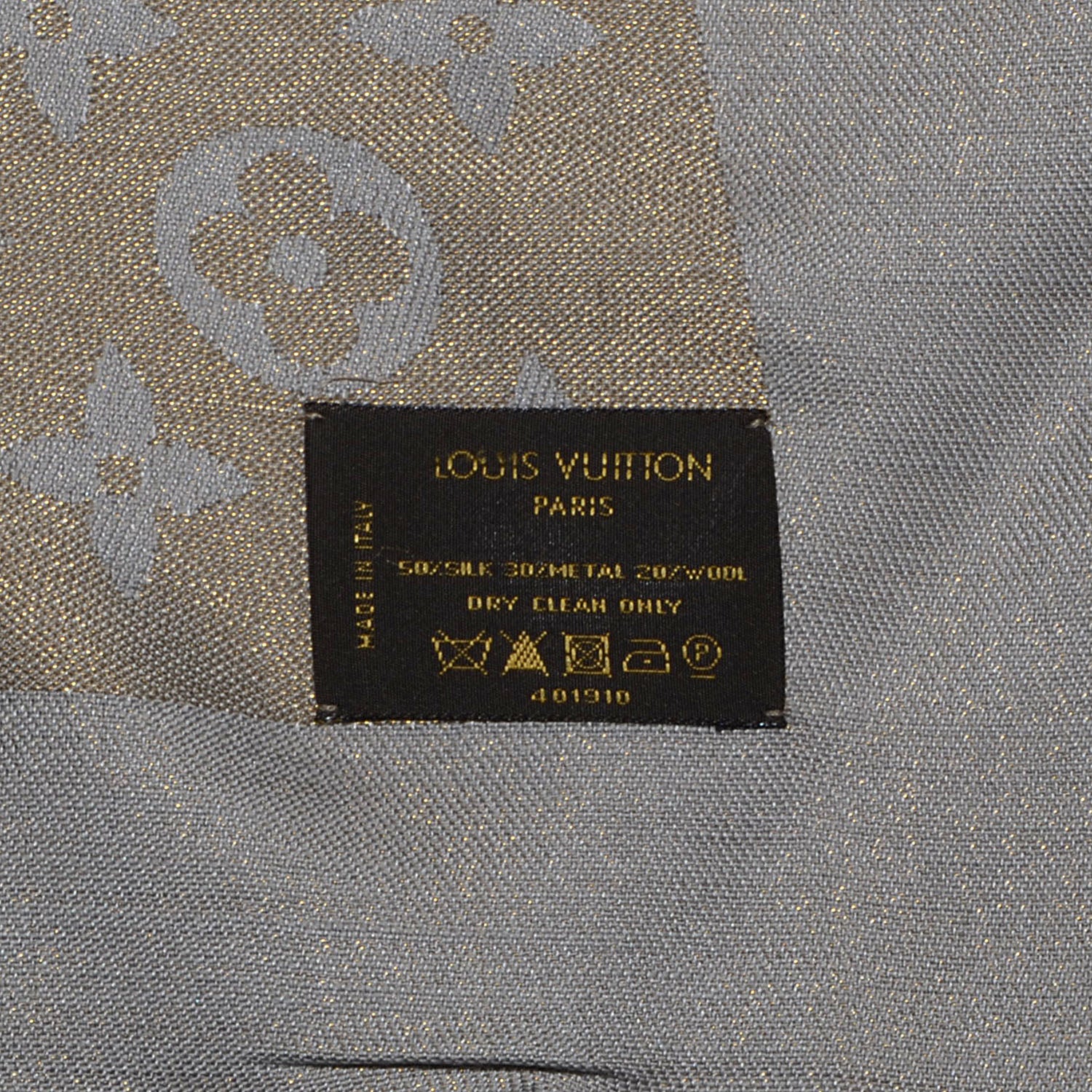 Louis Vuitton Monogram Silk Wool Shine Shawl Beige 5 of 6