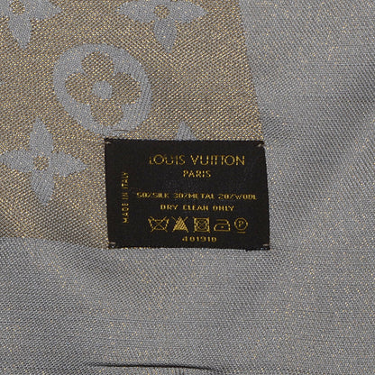 Louis Vuitton Monogram Silk Wool Shine Shawl Beige 5 of 6