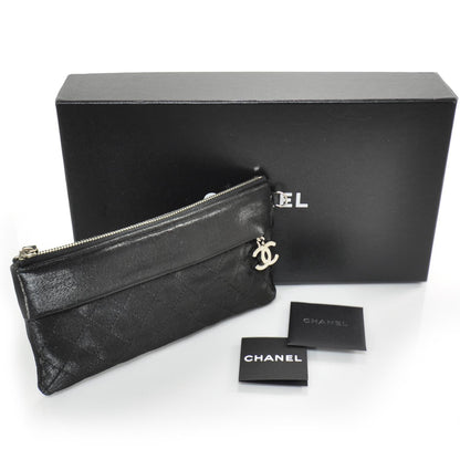 Chanel Coated Canvas Quilted Cosmetic Pouch Black 4 of 7