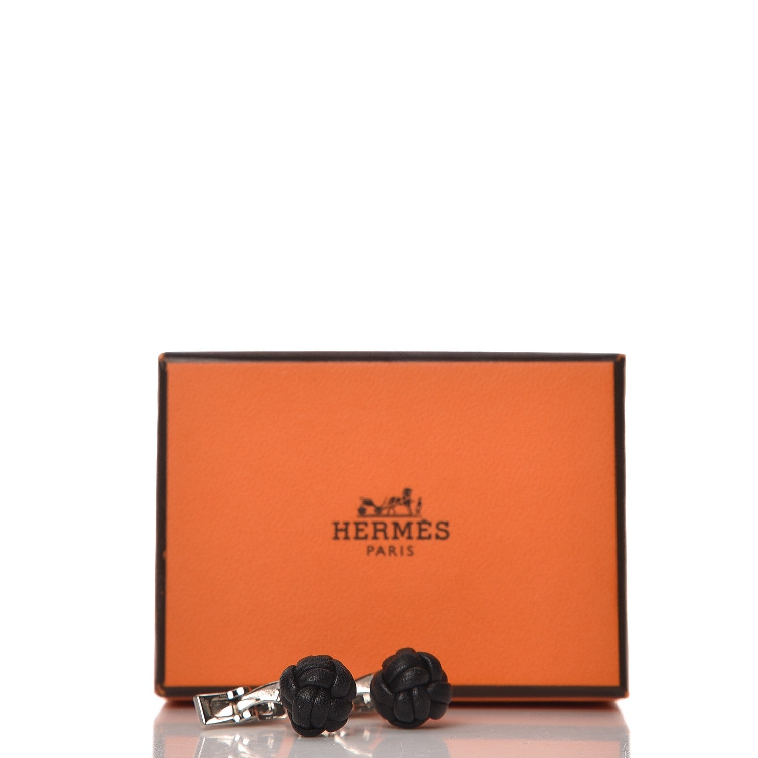 Hermes Swift Palladium Kilt Cufflinks Black 6 of 6
