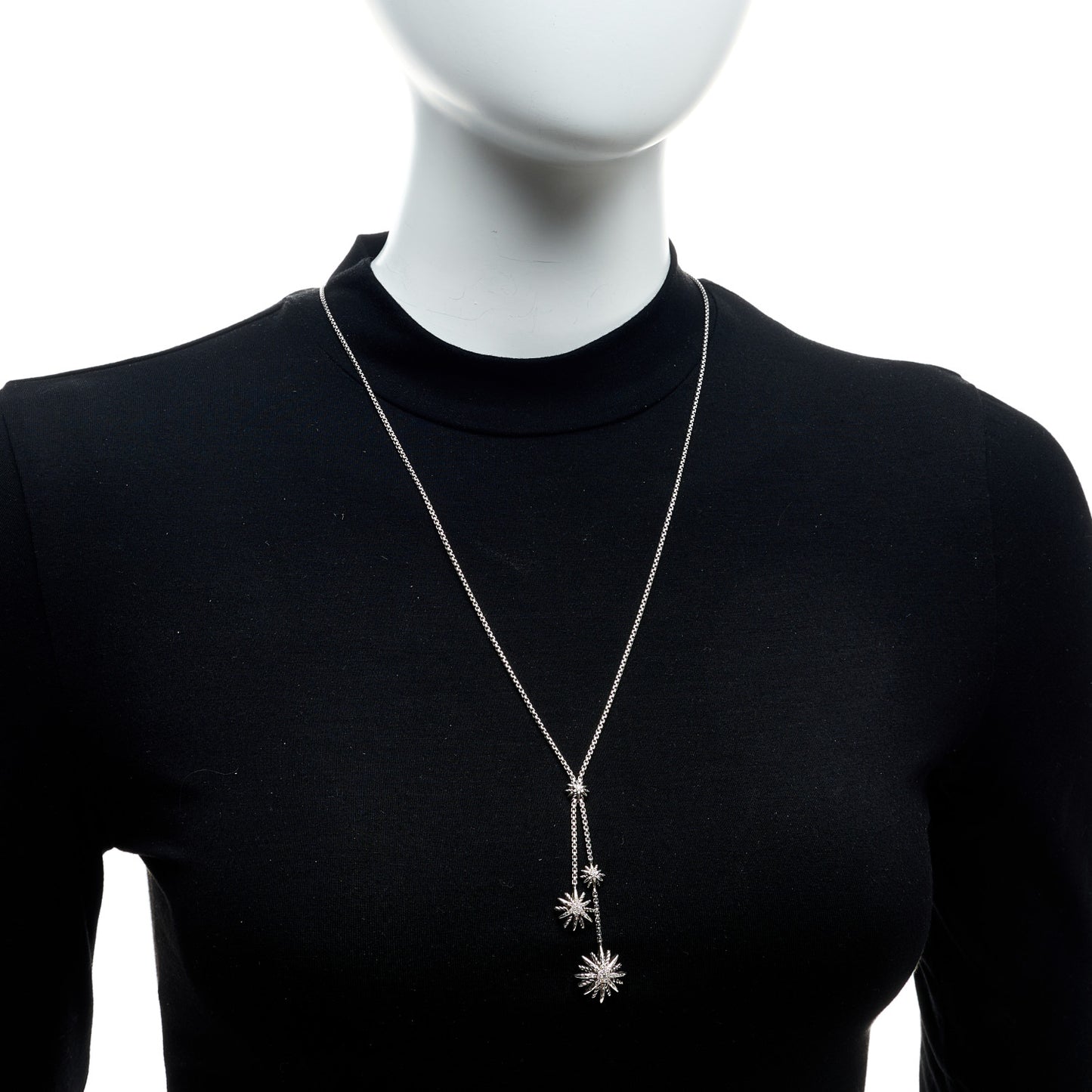 Sterling Silver Diamond Starburst Y Necklace