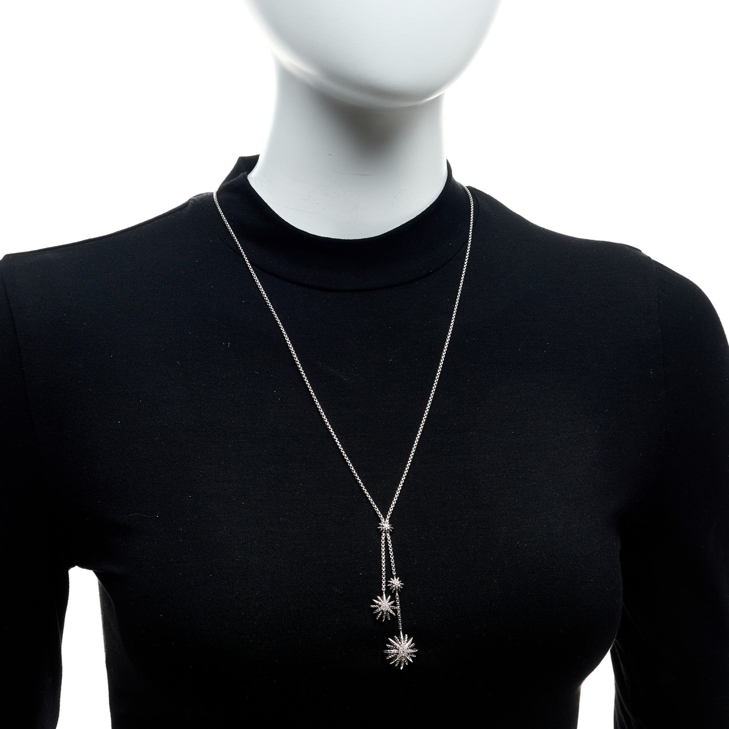 David Yurman Sterling Silver Diamond Starburst Y Necklace 2 of 5