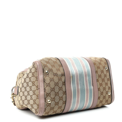 Gucci Monogram Vintage Web Medium Boston Pink Blue 4 of 17