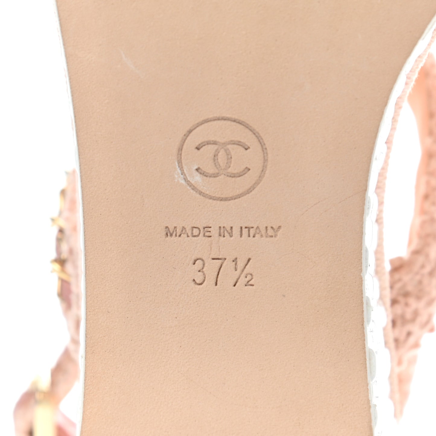 Tweed Chain Platform Sandals 37.5 Light Pink