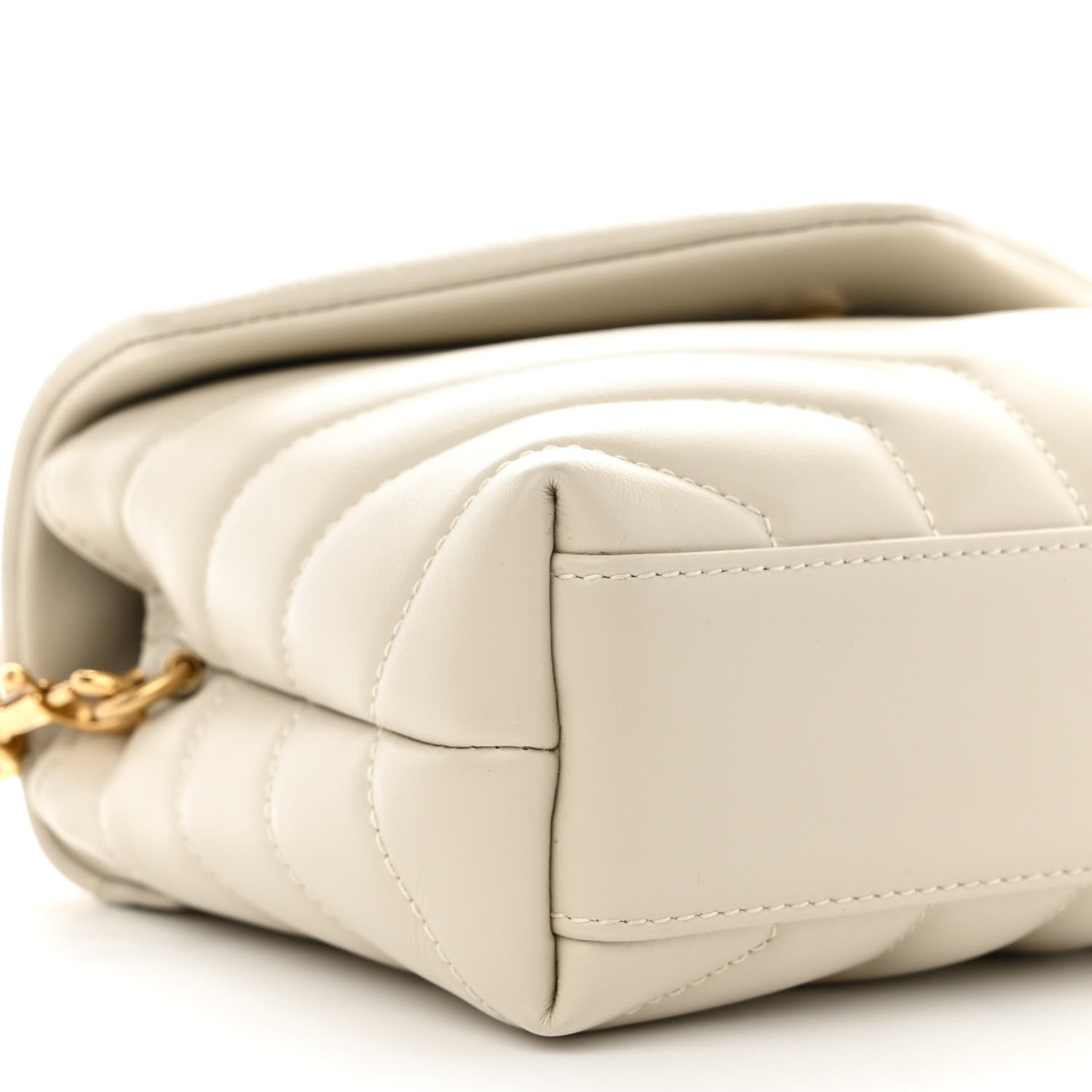 Saint Laurent Calfskin Y Quilted Monogram Toy Loulou Crossbody Bag Crema Soft 9 of 10