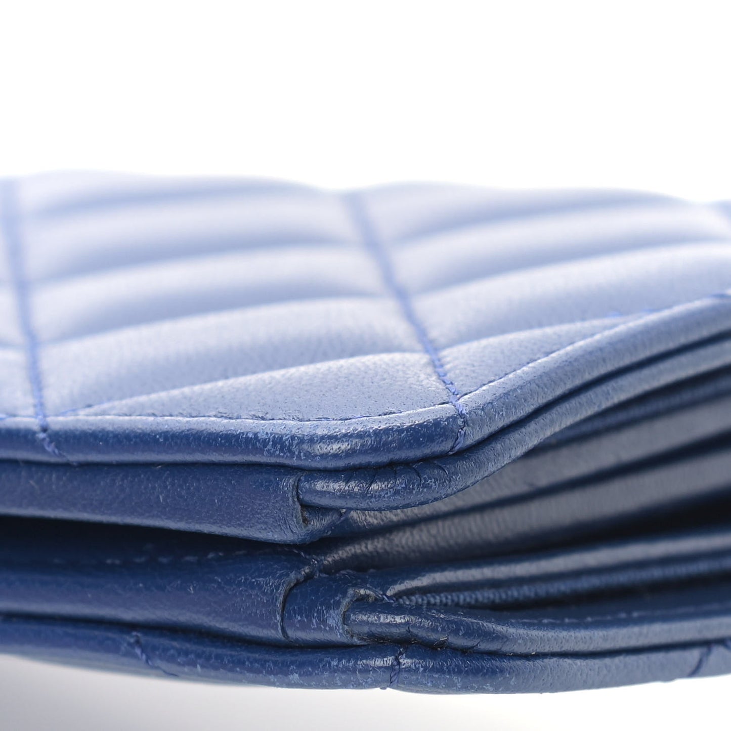 Lambskin Quilted Yen Wallet Dark Blue