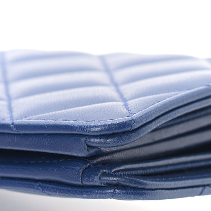 Chanel Lambskin Quilted Yen Wallet Dark Blue 11 of 13