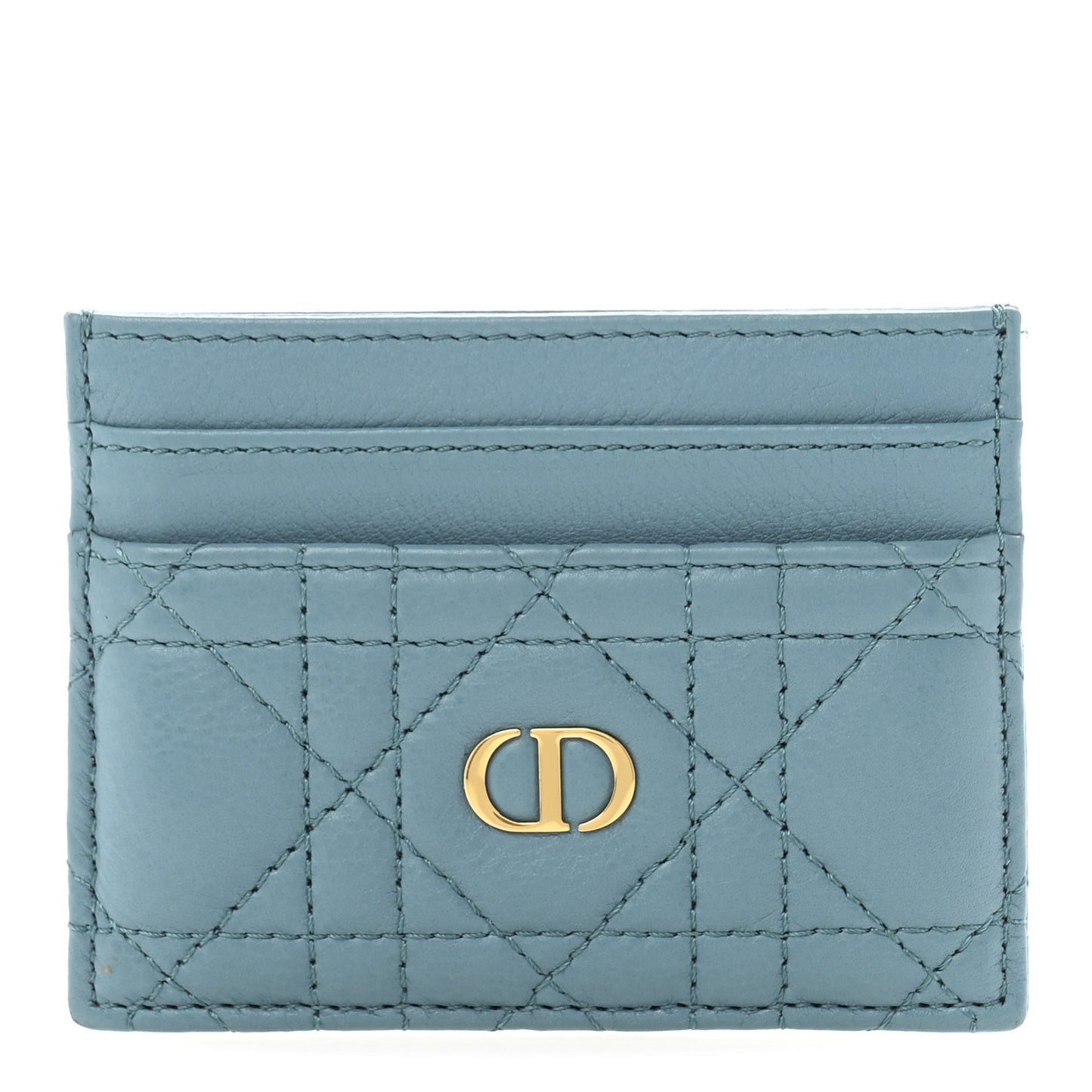 Supple Calfskin Cannage Caro Five-Slot Card Holder Blue