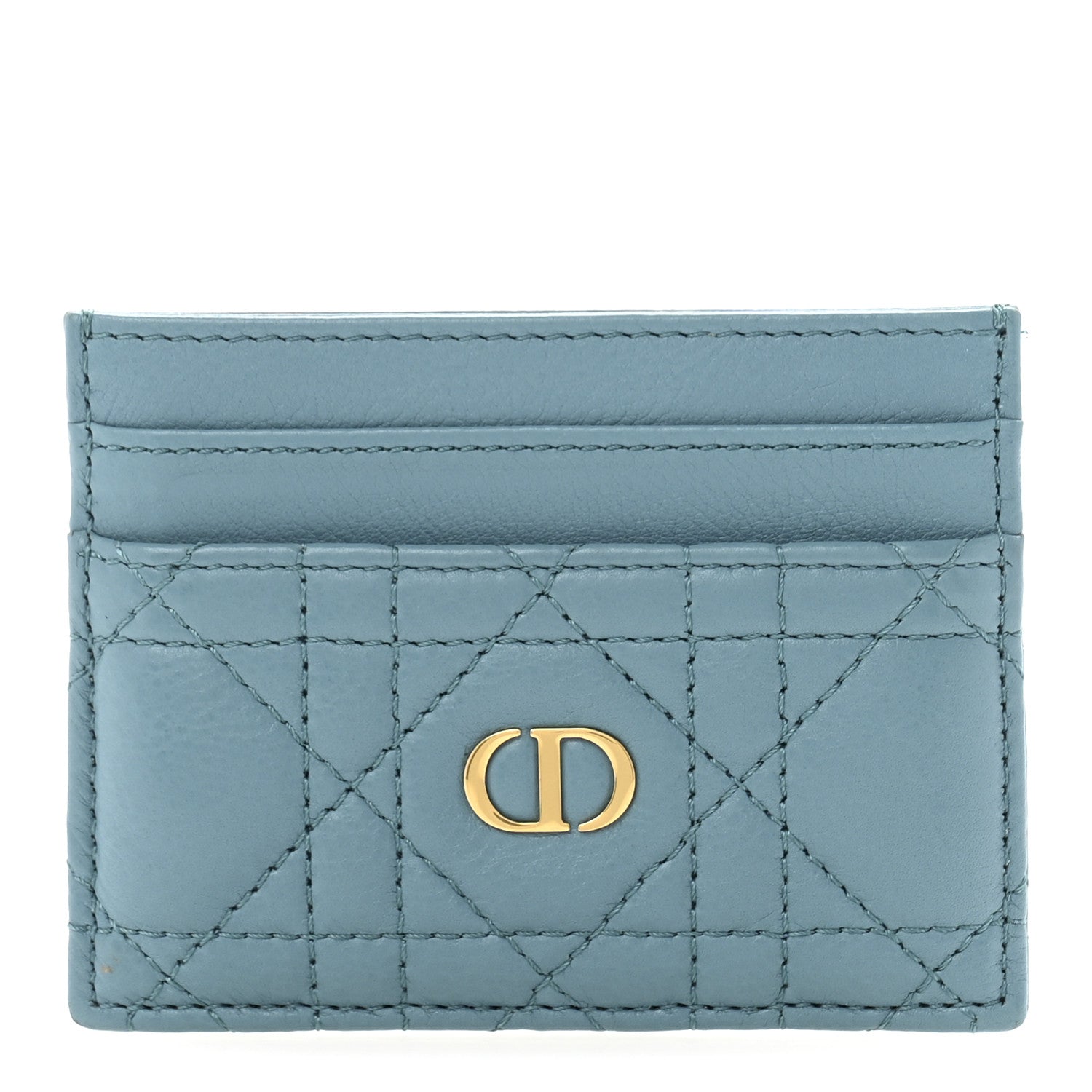Christian Dior Supple Calfskin Cannage Caro Five-Slot Card Holder Blue 1 of 8