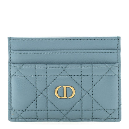 Christian Dior Supple Calfskin Cannage Caro Five-Slot Card Holder Blue 1 of 8