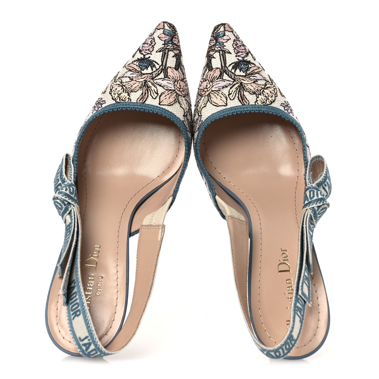 Christian Dior Canvas Embroidered J'Adior Slingback 65mm Pumps 38