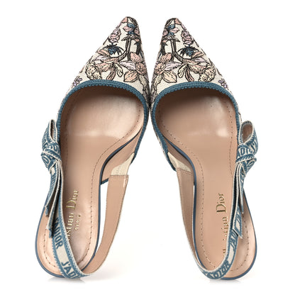 Christian Dior Canvas Embroidered J'Adior Slingback 65mm Pumps 38 Blue Multicolor 2 of 10