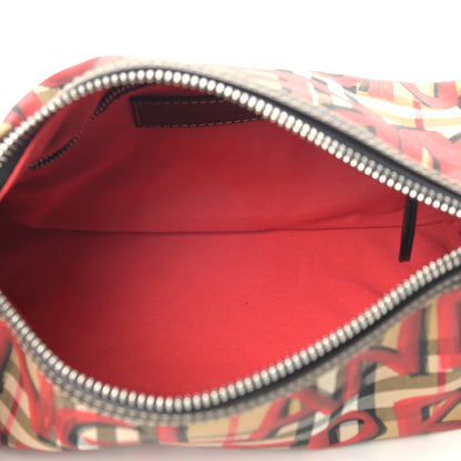 Burberry Haymarket Check Graffiti Print Barrel Bag Red 5 of 10