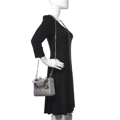 Christian Dior Metallic Lambskin Cannage Mini Lady Dior Grey 2 of 11