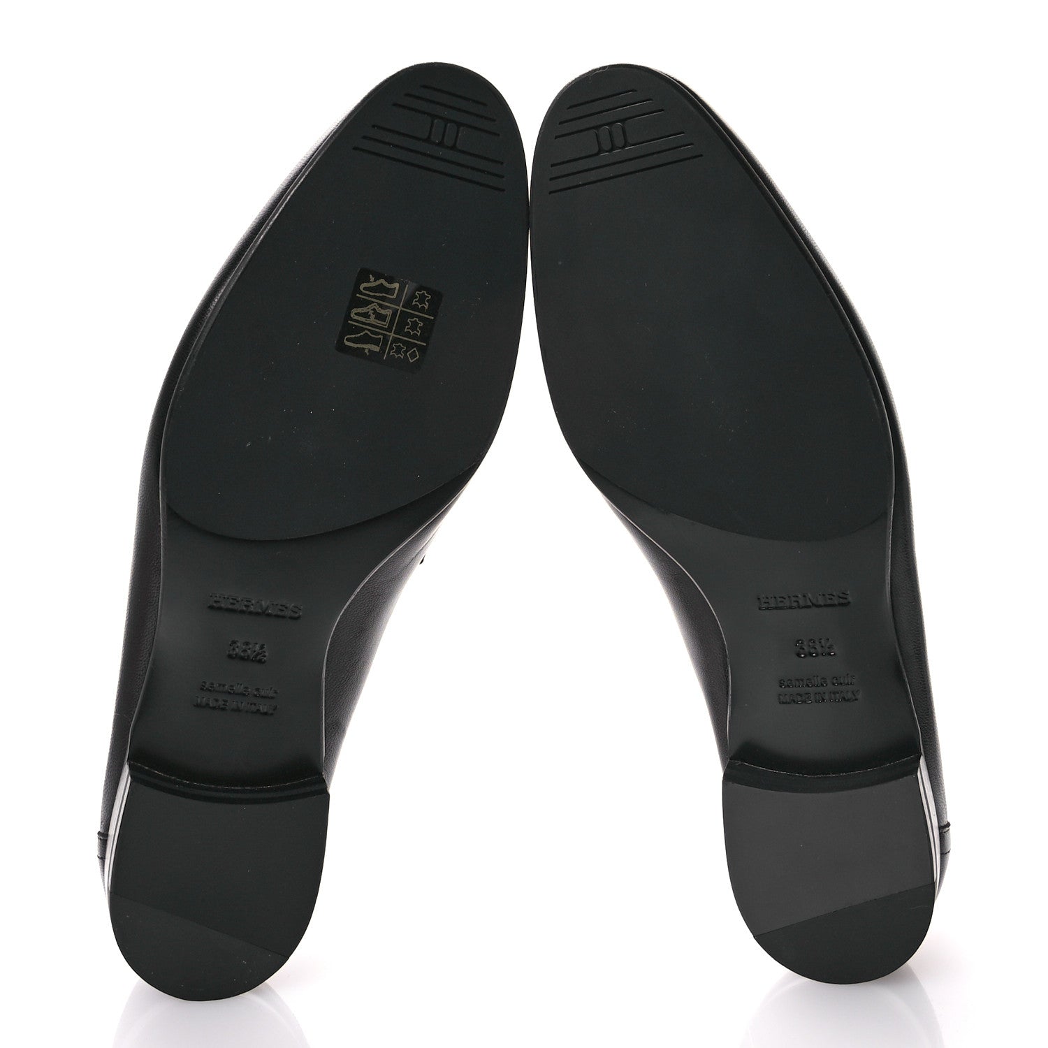 Hermes Goatskin Womens Paris Loafers 38.5 Black 6 of 8