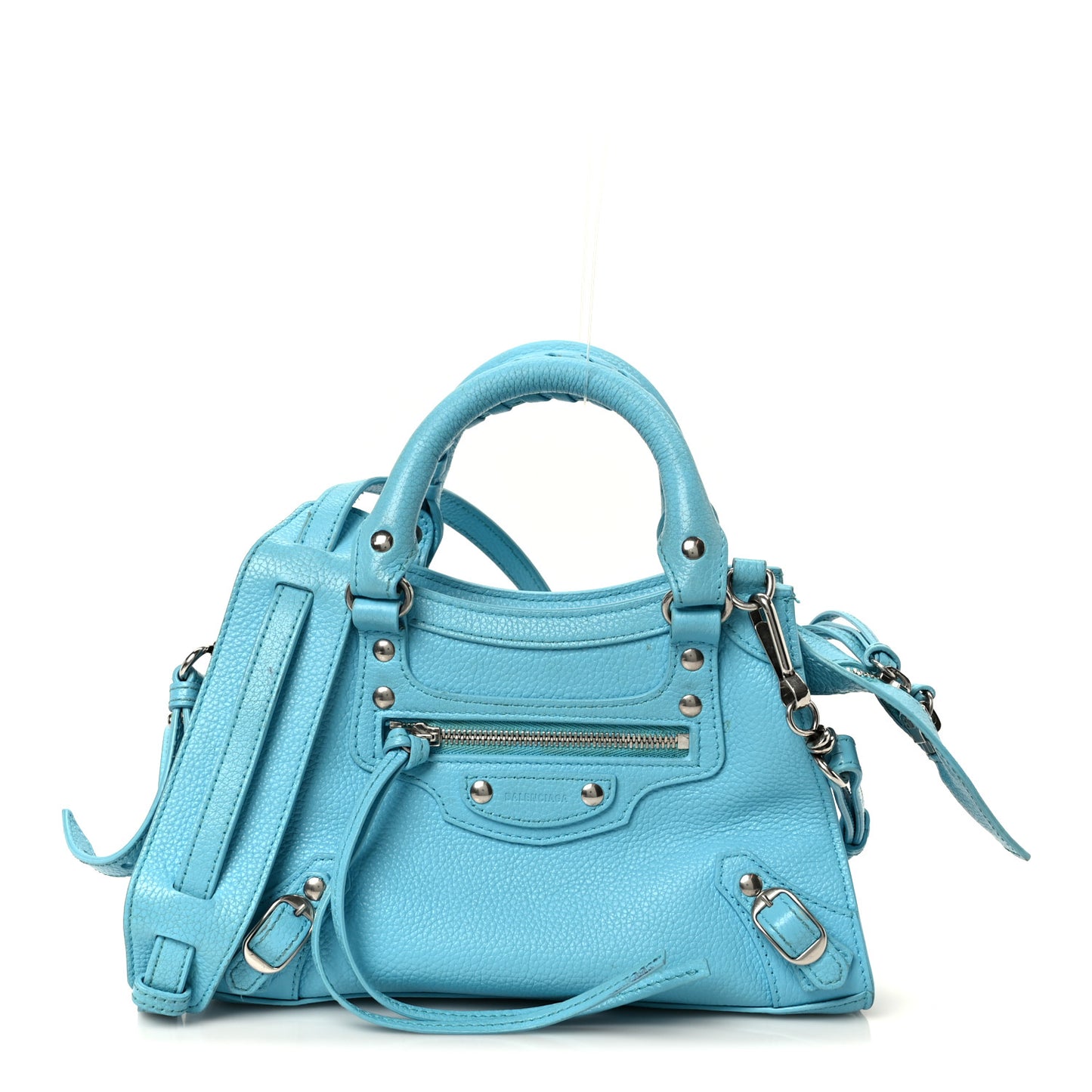 Grained Calfskin Neo Classic Silver Hardware Mini City Azur
