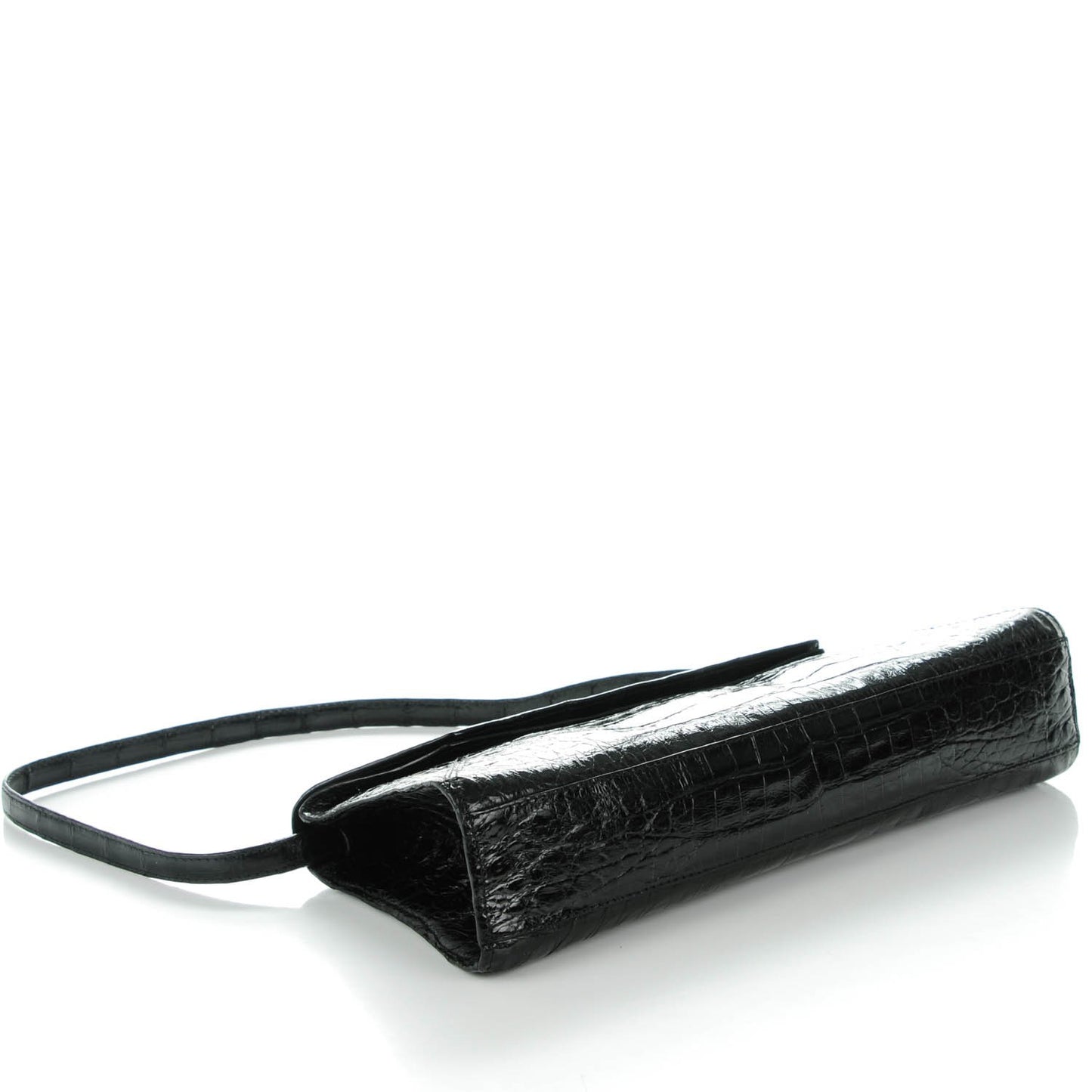 Crocodile Envelope Clutch Black