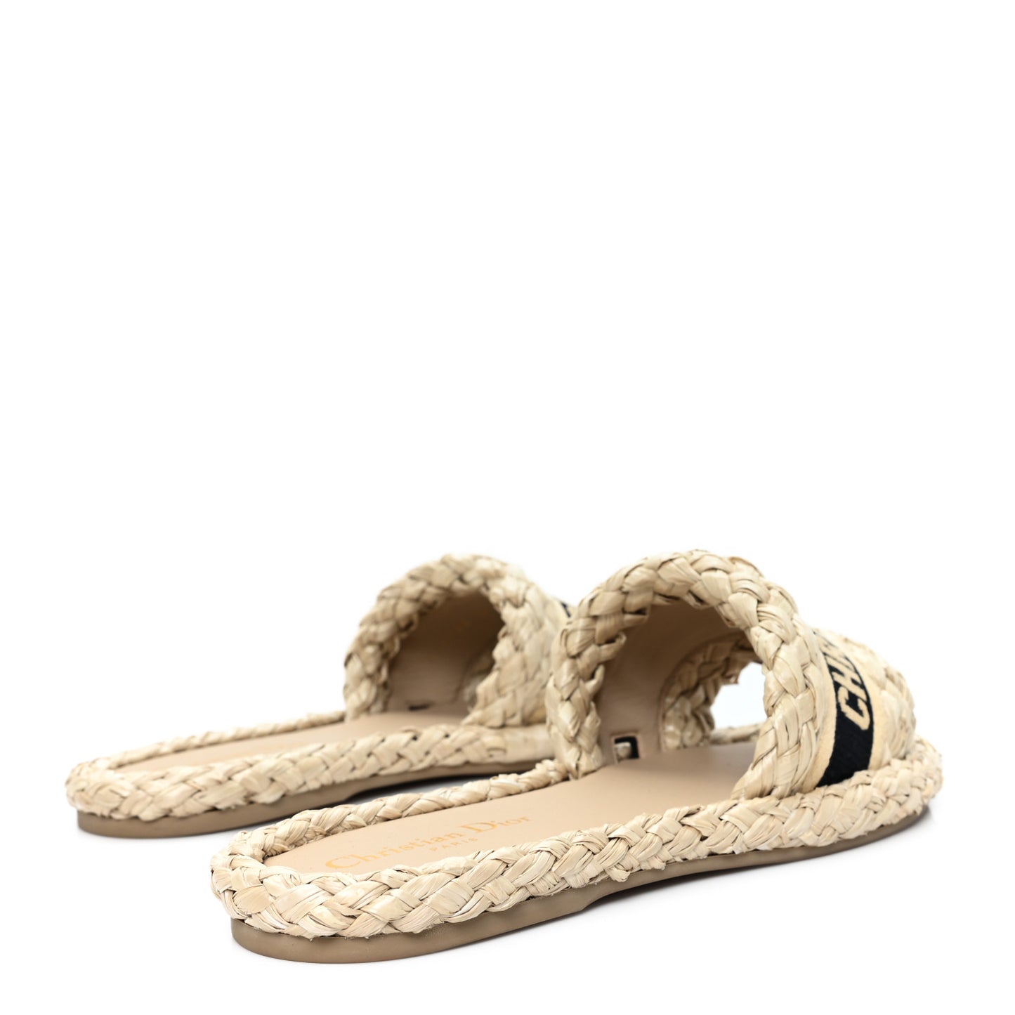 Raffia Embroidered Dway Mules Slide Sandals 38 Jute
