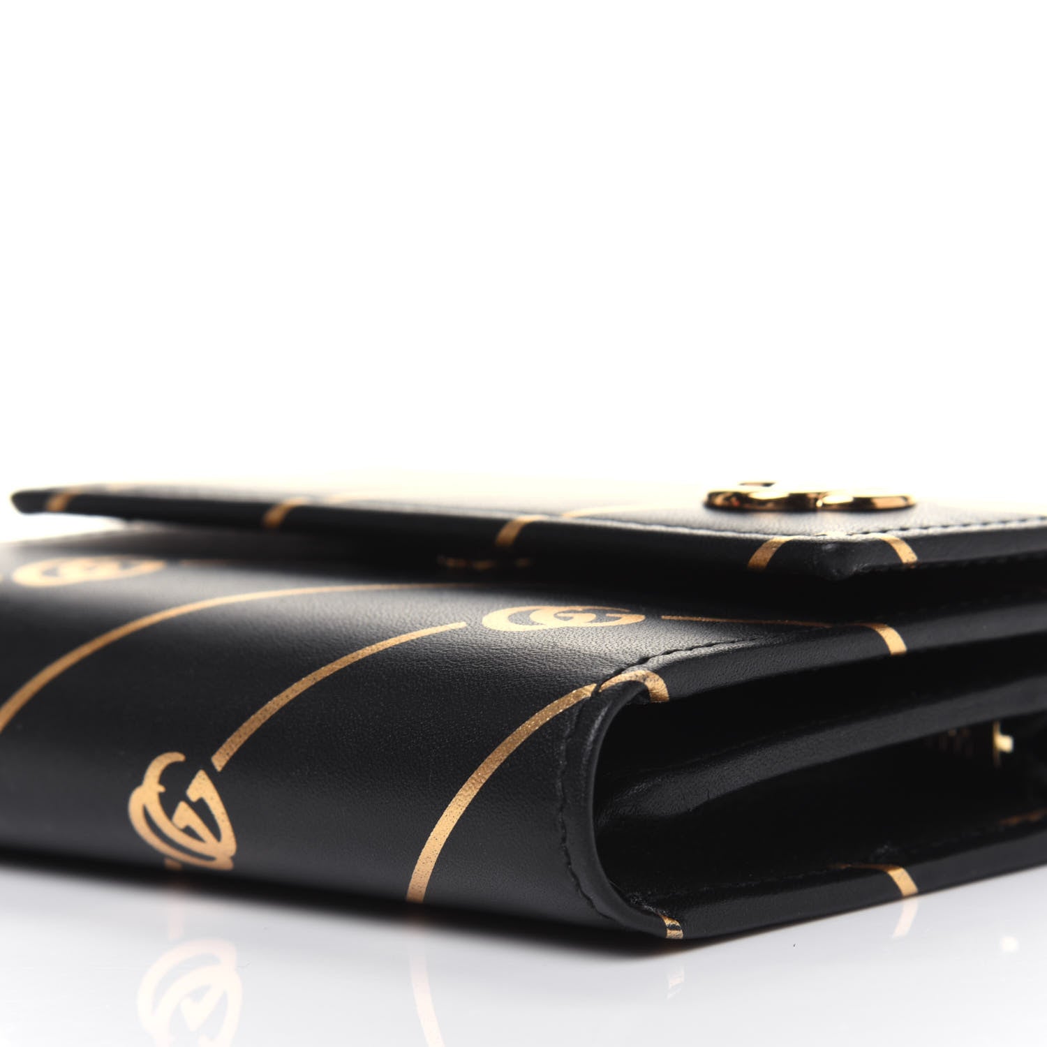 Gucci Calfskin Diagonal GG Wallet Black Gold 12 of 13