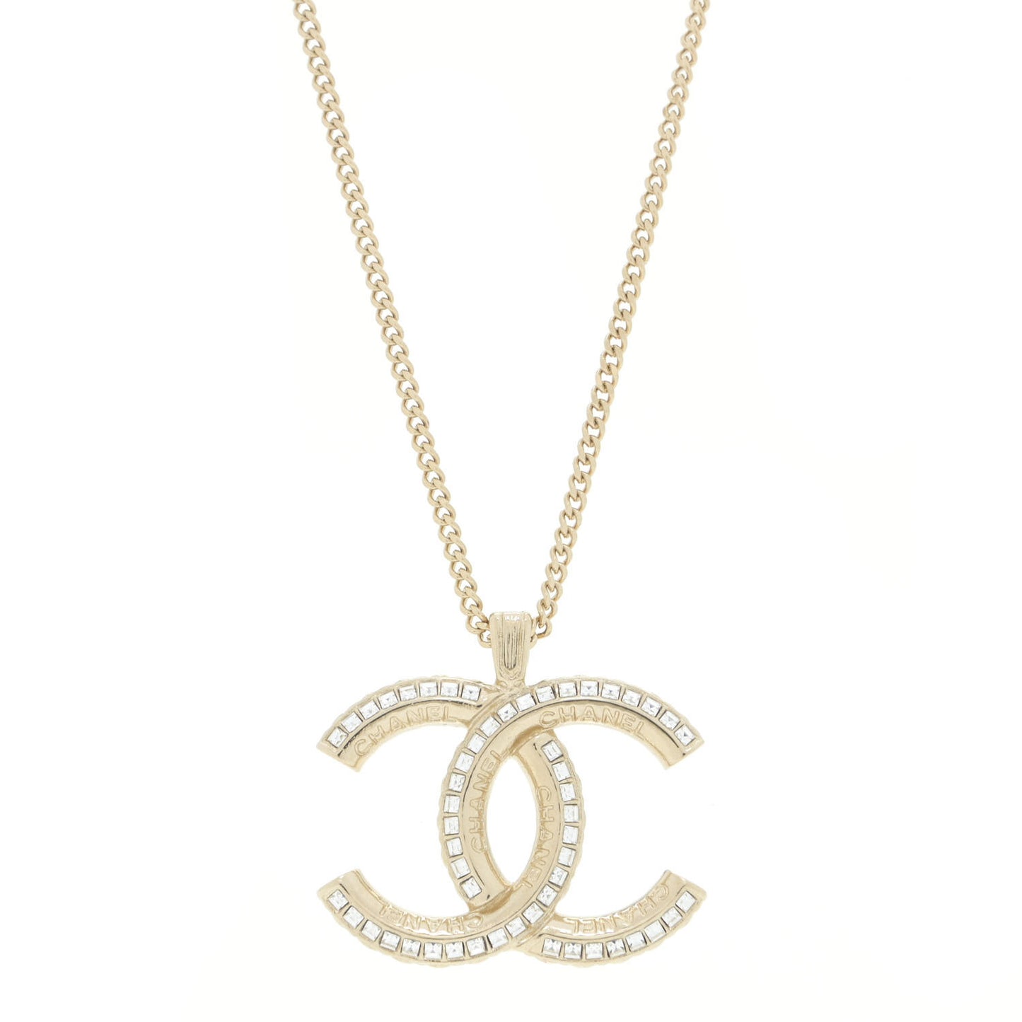 Crystal CC Chain Necklace Gold