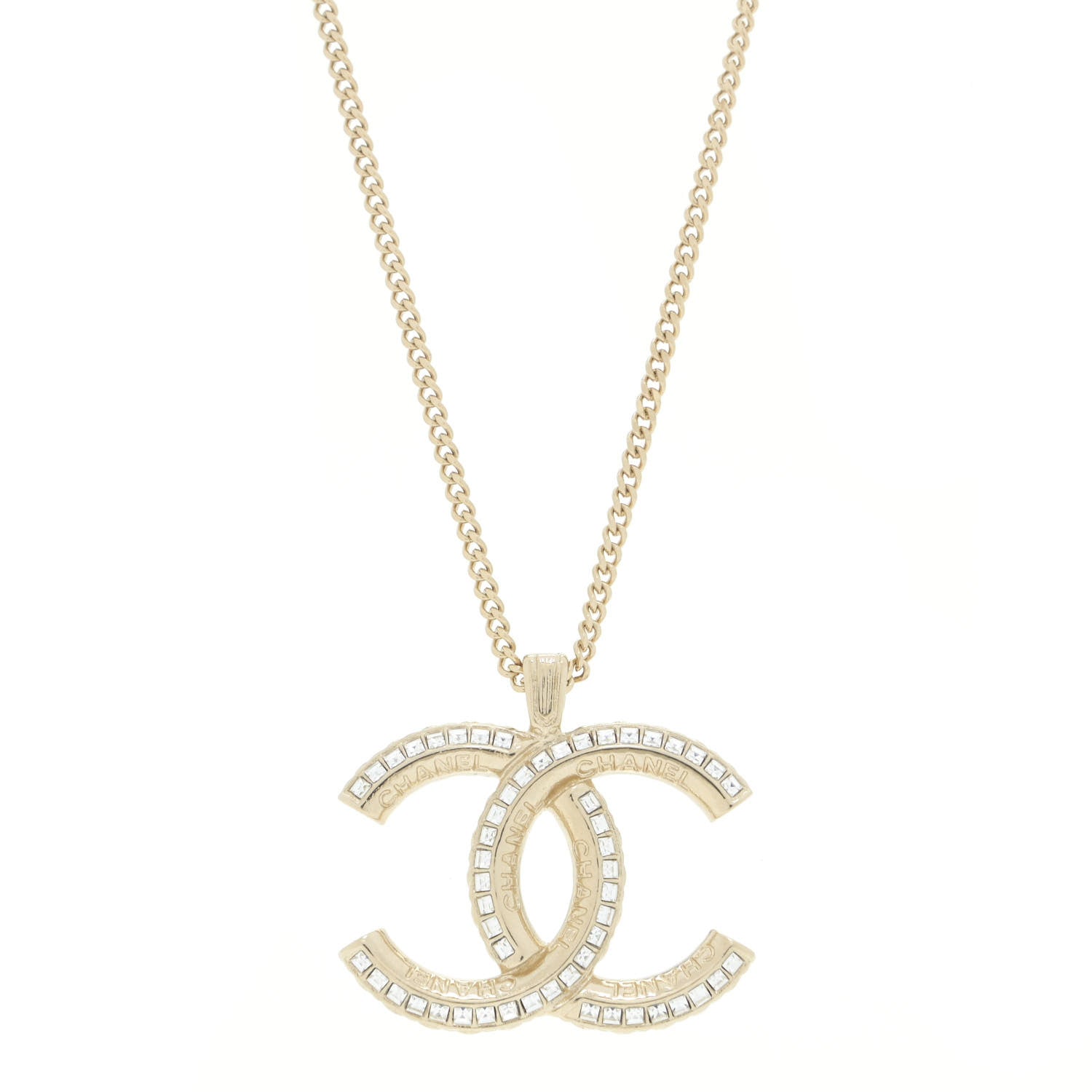 Chanel Crystal CC Chain Necklace Gold 4 of 7