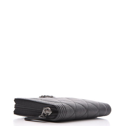 Chanel Caviar Quilted Small Boy Zip Around Wallet Black 4 of 10