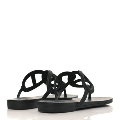 Hermes Rubber Womens Egerie Sandals 36 Black 4 of 9