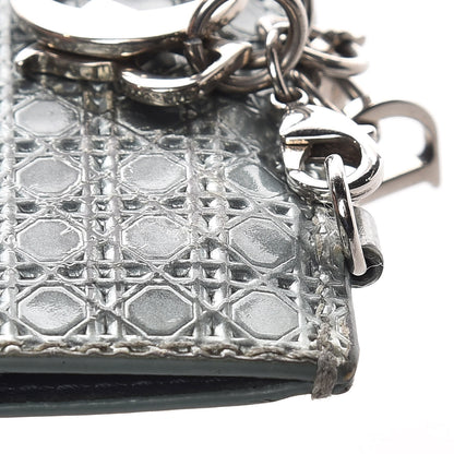 Christian Dior Metallic Patent Micro-Cannage Lady Dior Card Holder Silver 11 of 11