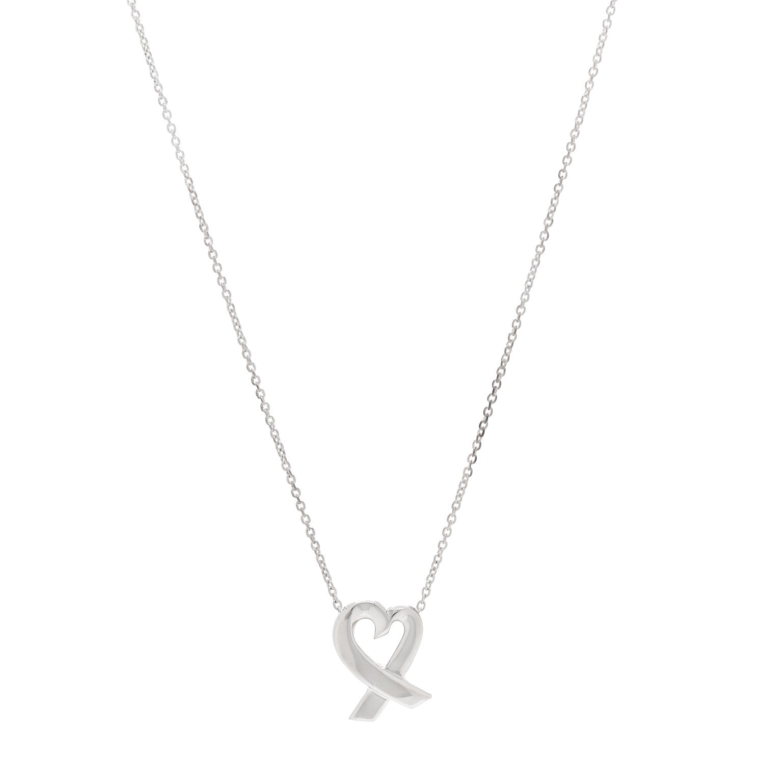 Tiffany Sterling Silver Paloma Picasso Loving Heart Pendant Necklace 1 of 4