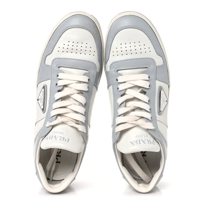 Prada Vitello Sport Spazzolato Rois Triangle Logo Womens Downtown Low Top 30mm Sneakers 40 White Fiordaliso 2 of 9