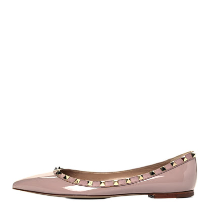 Valentino Garavani Patent Rockstud Ballerina Flats 39.5 Poudre 1 of 8