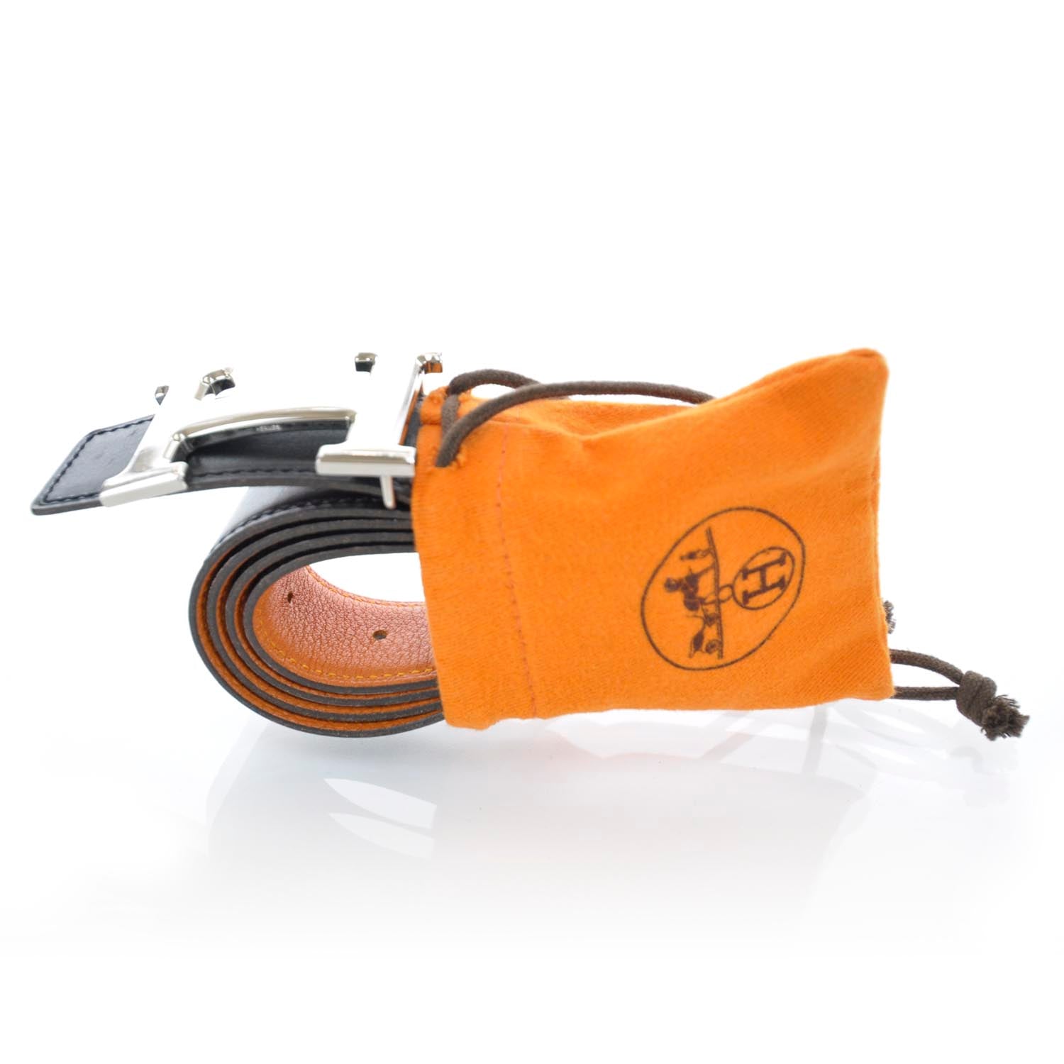 Hermes Leather Reversible Constance H Belt 80 Black and Orange 5 of 6