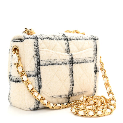 Chanel Wool Tweed Quilted Small Elegant Chain Flap White 3 of 11