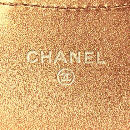 Chanel Metallic Lambskin Quilted Flap Card Holder Wallet Gold 6 of 9