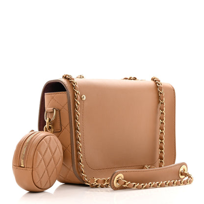 Chanel Calfskin Quilted Multi Pouching Flap And Coin Purse Beige 4 of 18