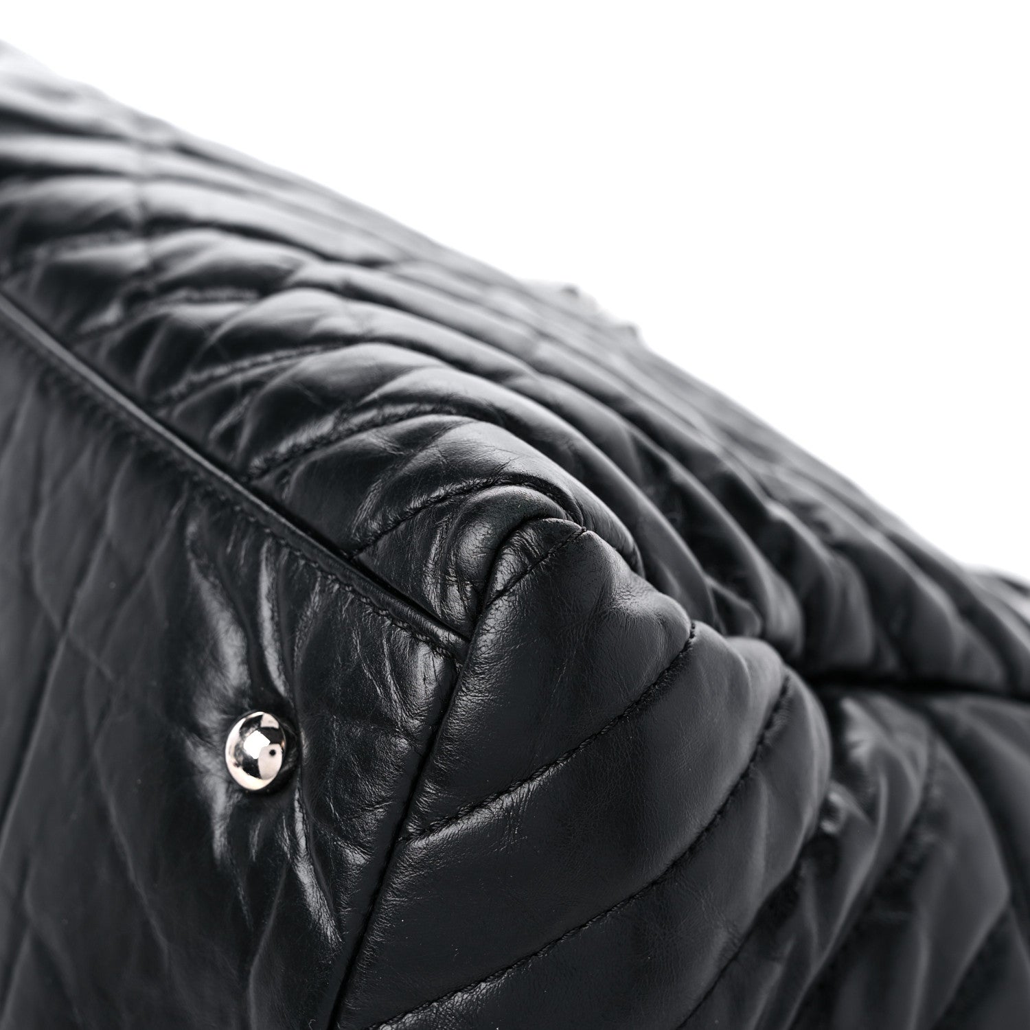Chanel Aged Calfskin Chevron Medium Soft Bowling Bag Black 11 of 18
