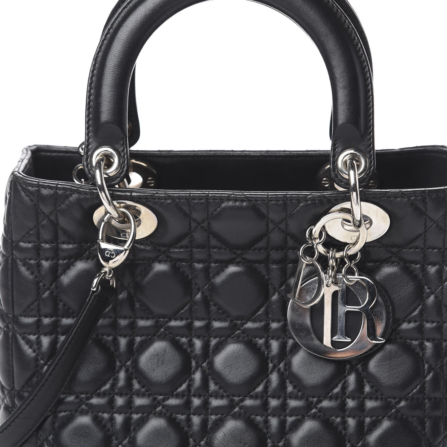 Christian Dior Lambskin Cannage Medium Lady Dior Black 9 of 9