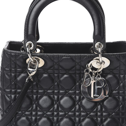 Christian Dior Lambskin Cannage Medium Lady Dior Black 9 of 9