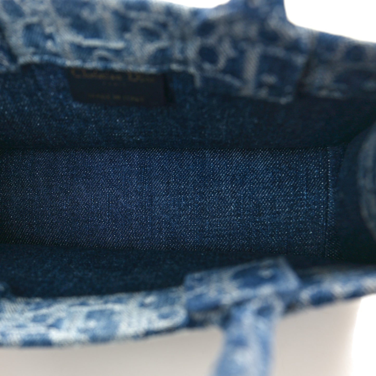 Denim Oblique Mini Book Tote With Strap Blue