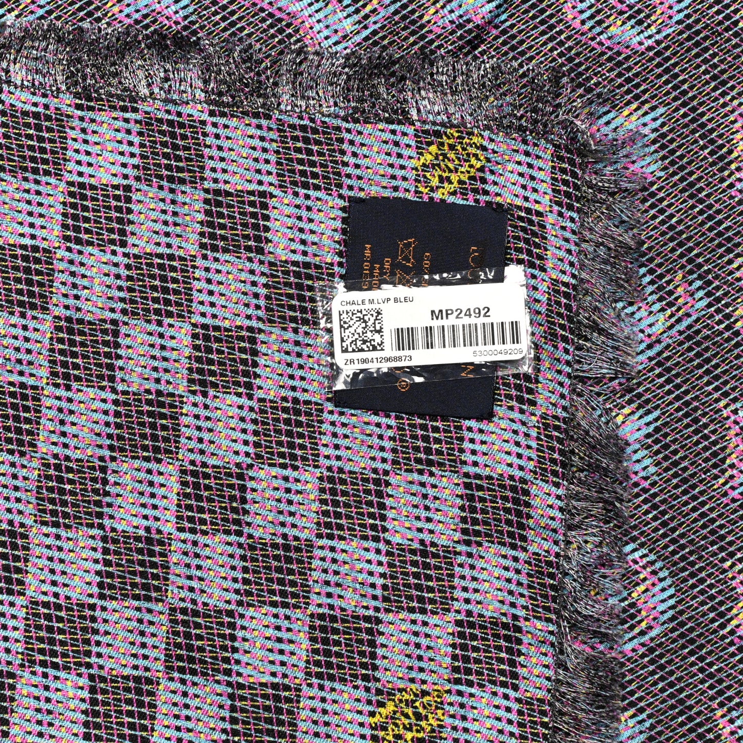 Wool Silk Monogram LV Pop Shawl Blue