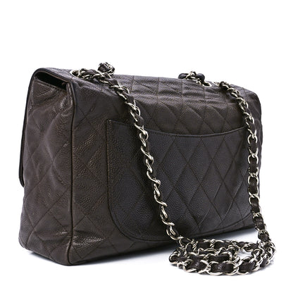 Chanel Caviar Quilted Jumbo Single Flap Dark Brown 3 of 13