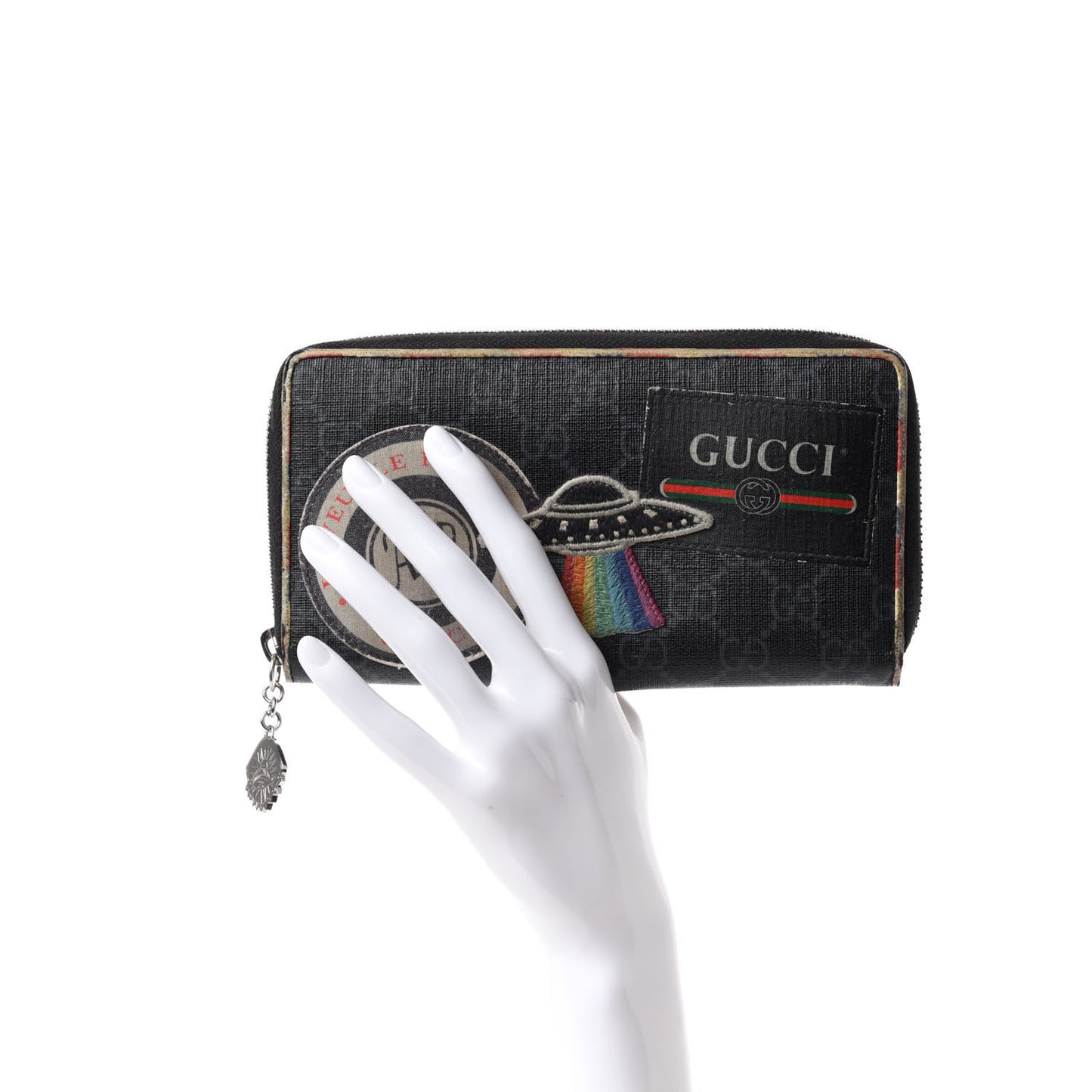 GG Supreme Monogram Night Courrier Embroidered Zip Around Wallet