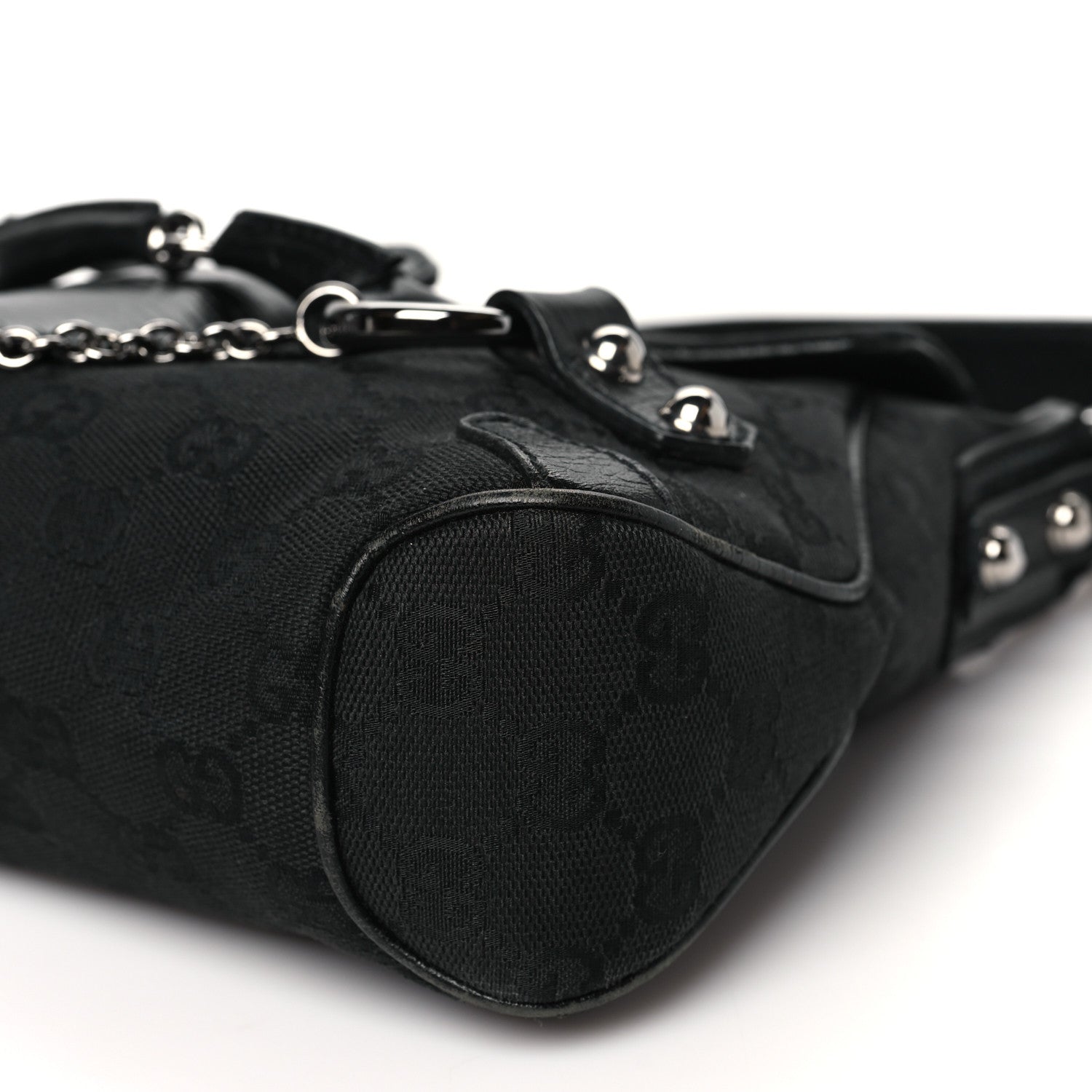 Gucci Monogram Horsebit Chain Flap Bag Black 10 of 14