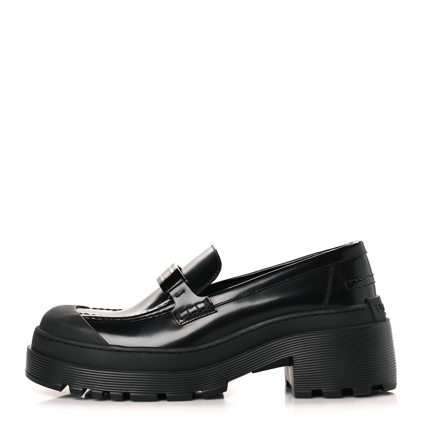 Brushed Calfskin Dior Code Lug Sole Platform 35mm Loafers 39.5 Black