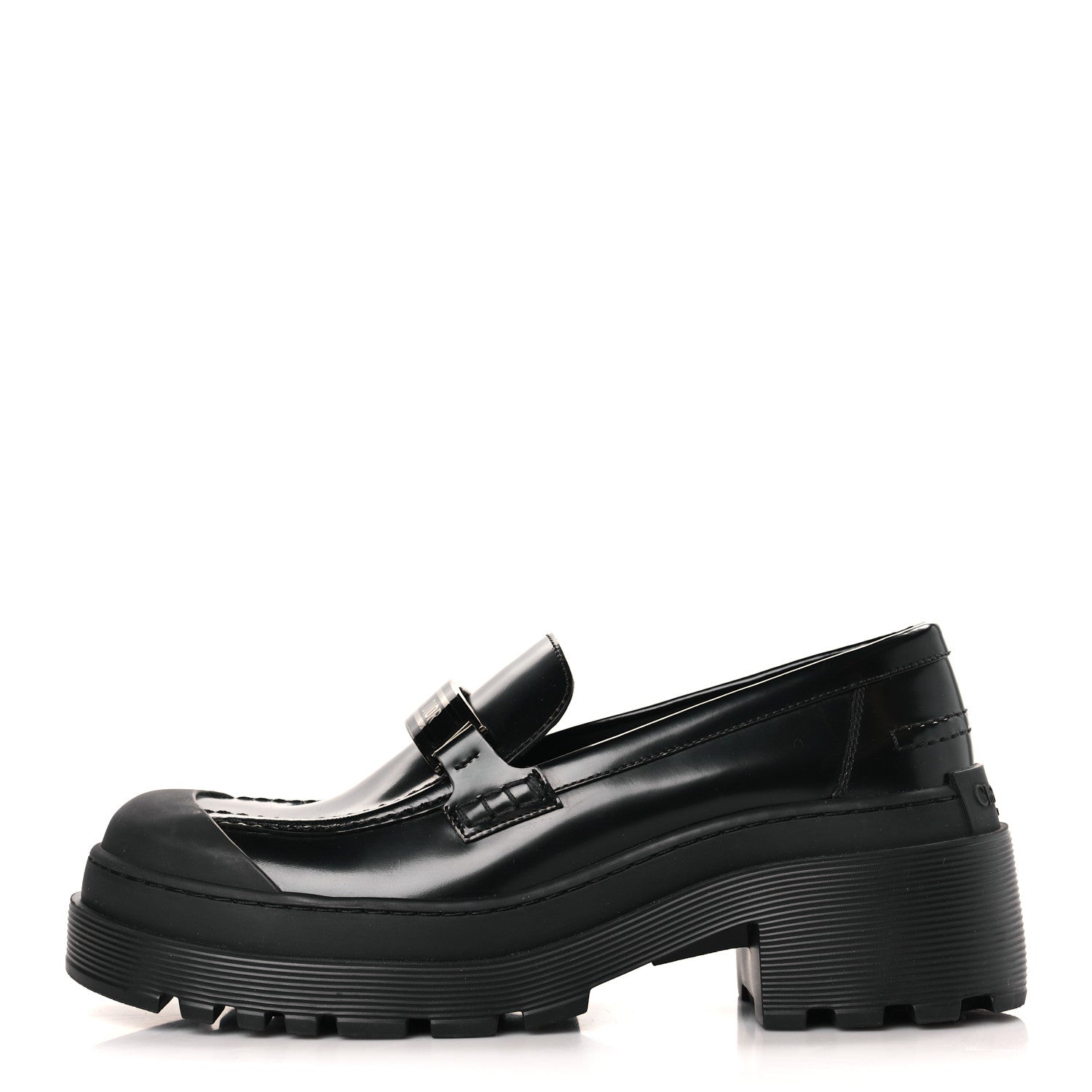 Christian Dior Brushed Calfskin Dior Code Lug Sole Platform 35mm Loafers 39.5 Black 1 of 8