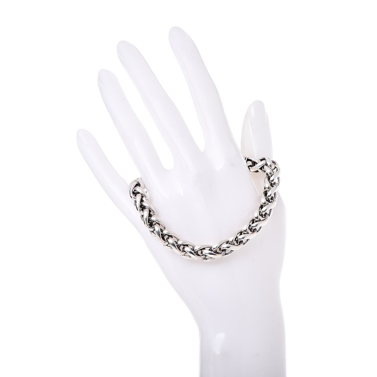 David Yurman Sterling Silver 18K Yellow Gold 8mm Wheat Chain Bracelet 2 of 5