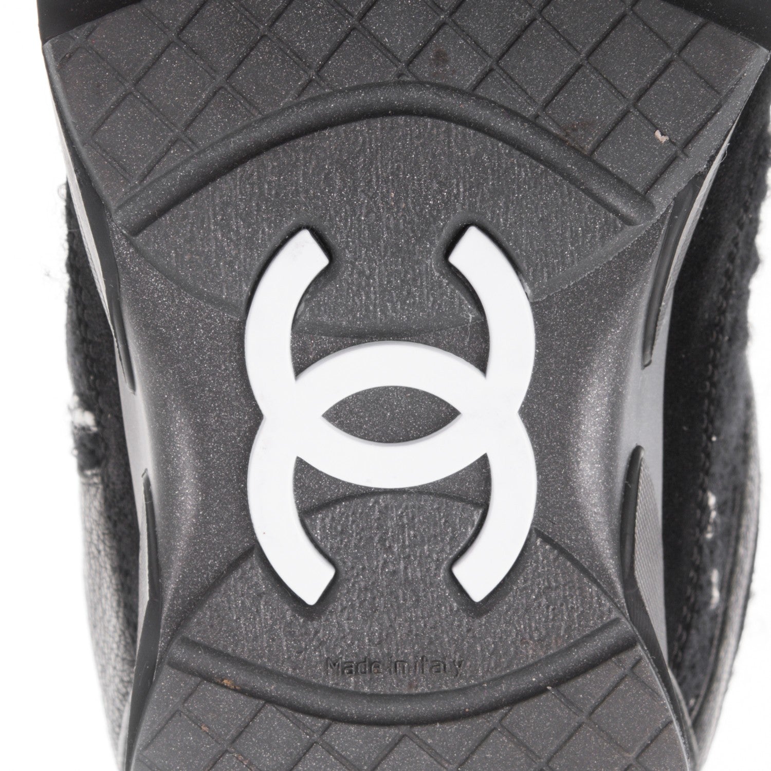 Chanel Tweed Suede Goatskin CC Sneakers 38 Black White 6 of 8