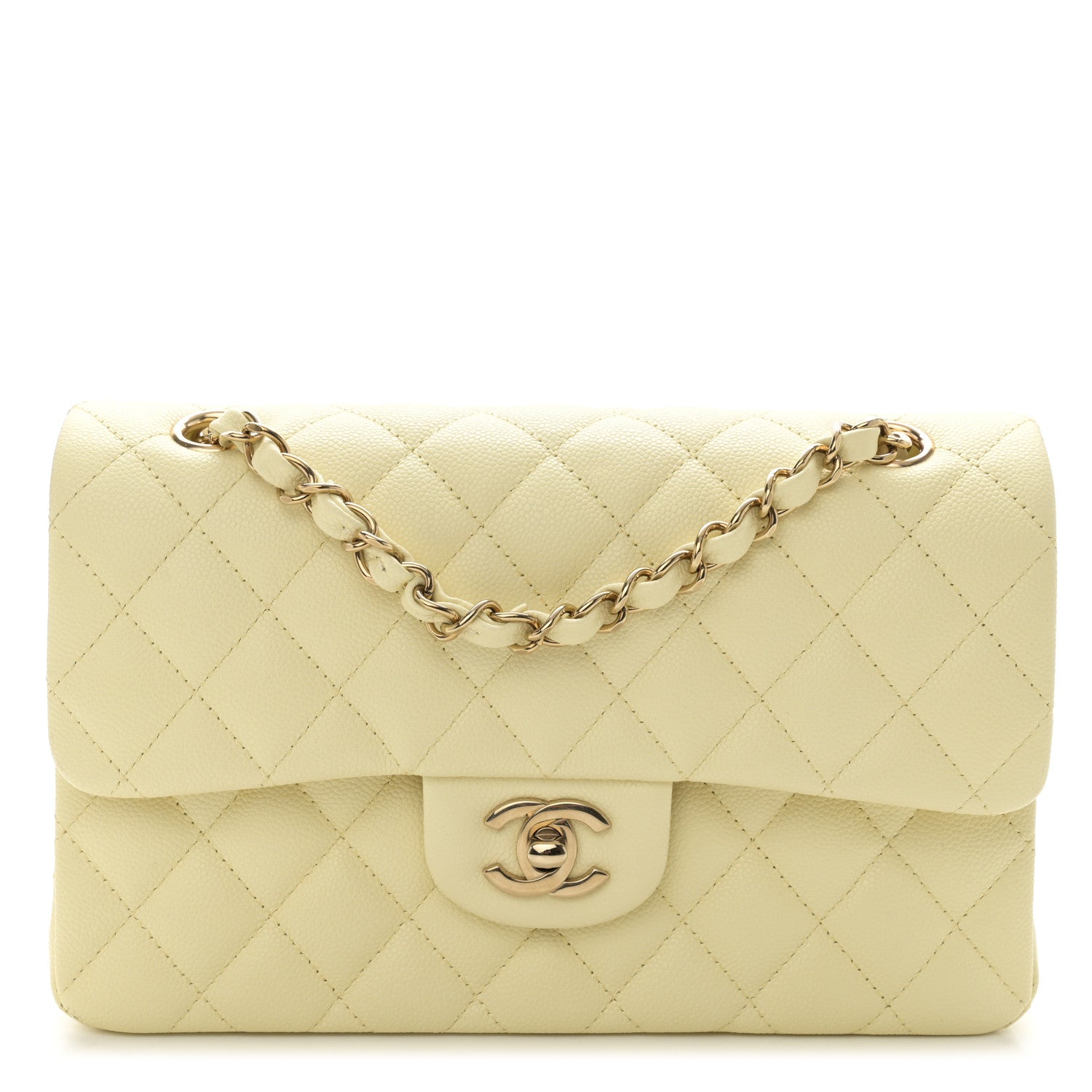 Chanel Caviar Quilted Small Double Flap Light Yellow 1 of 10